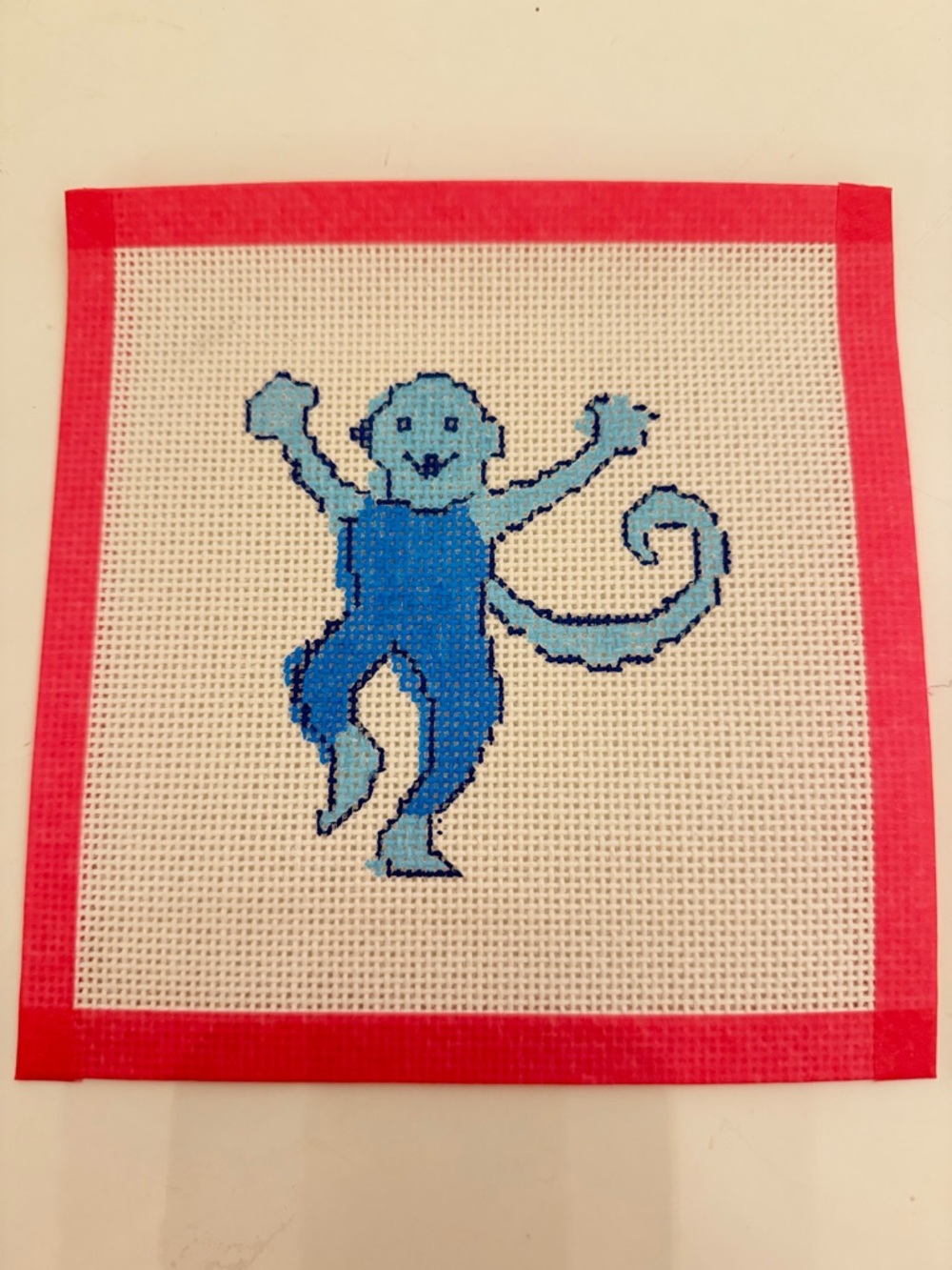 Hand Painted Needlepoint Canvas Monkey